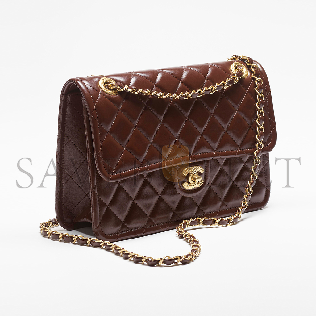 CHANEL SHINY CRUMPLED CALFSKIN & GOLD-TONE METAL LARGE FLAP BAG AS5145 (28*20*7cm)